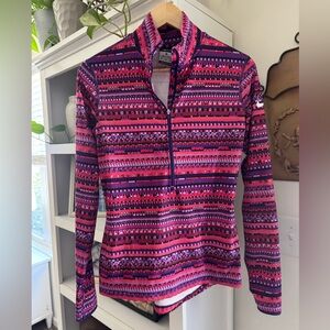 Nike Women's Pink and Purple Patterned, Dry Fit Top